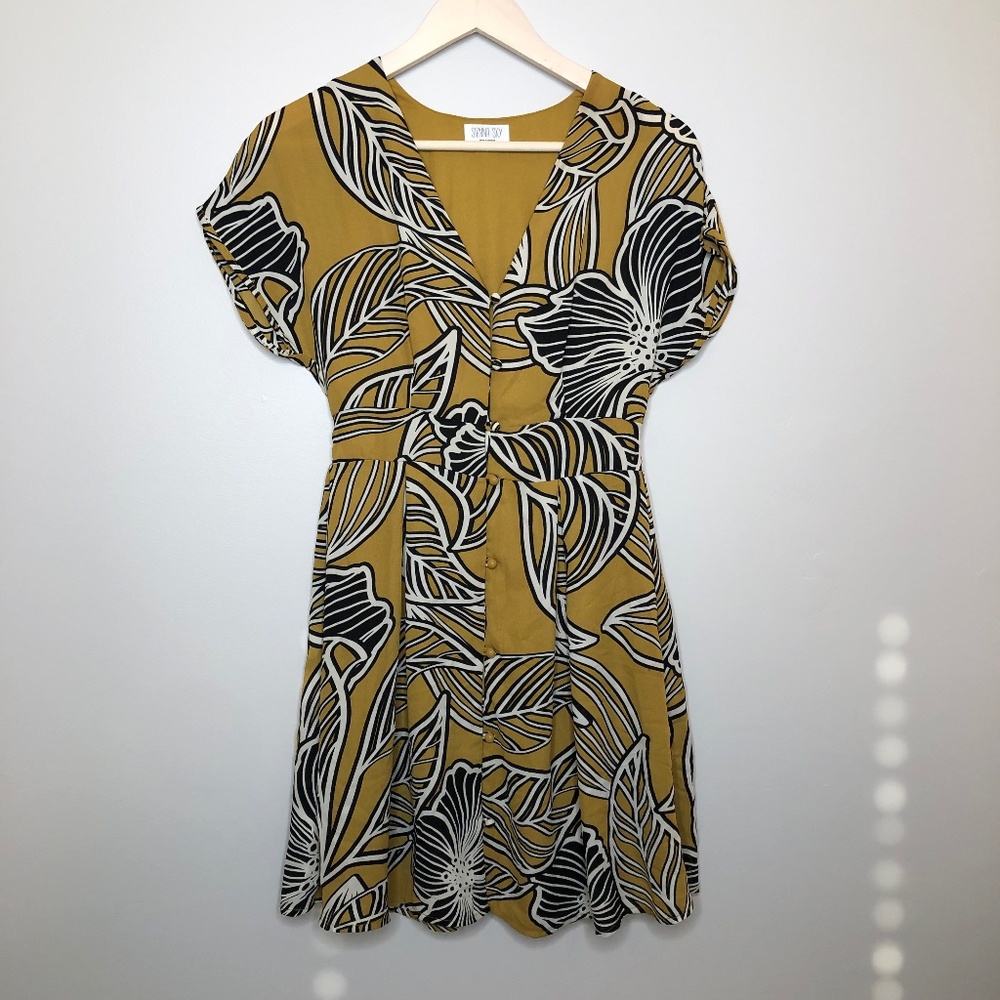 Sienna Sky Mustard Floral Dress